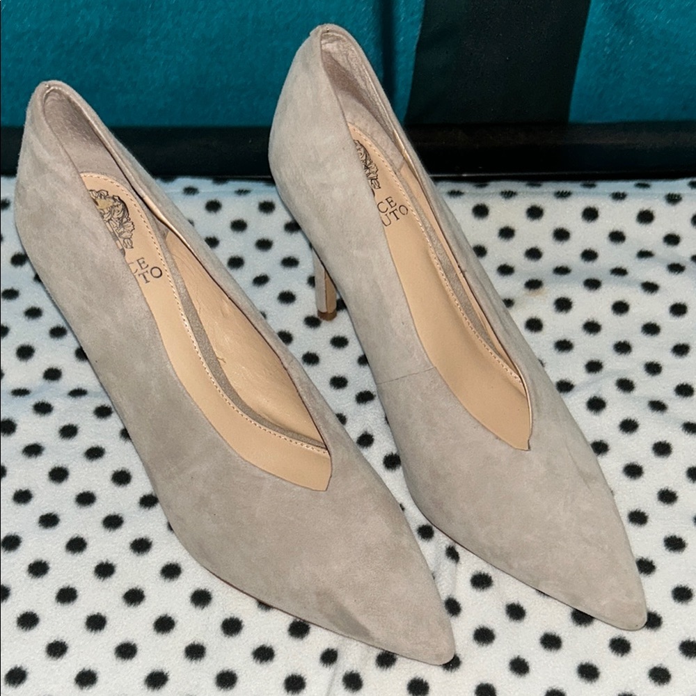 Vince Camuto Gray Suede Heels Elegant Pumps